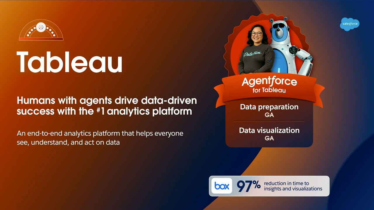 Agentforce features for Tableau, including data preparation and visualization.